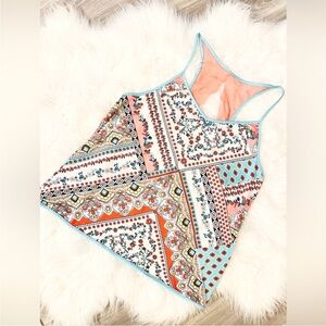 LINEA DONATELLA Lace Racer Back Tank Top